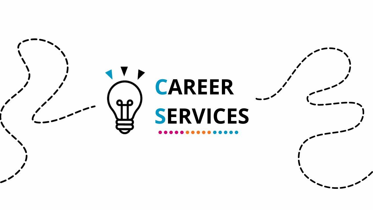 Image with dotted line leading to Career Services lightbulb logo